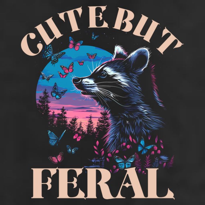 Cute But Feral Funny Raccoon Catching Butterfly Summer Gift 11oz C Handle Ceramic Mug