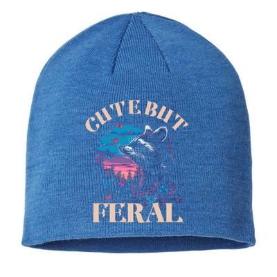 Cute But Feral Funny Raccoon Catching Butterfly Summer Gift Sustainable Beanie