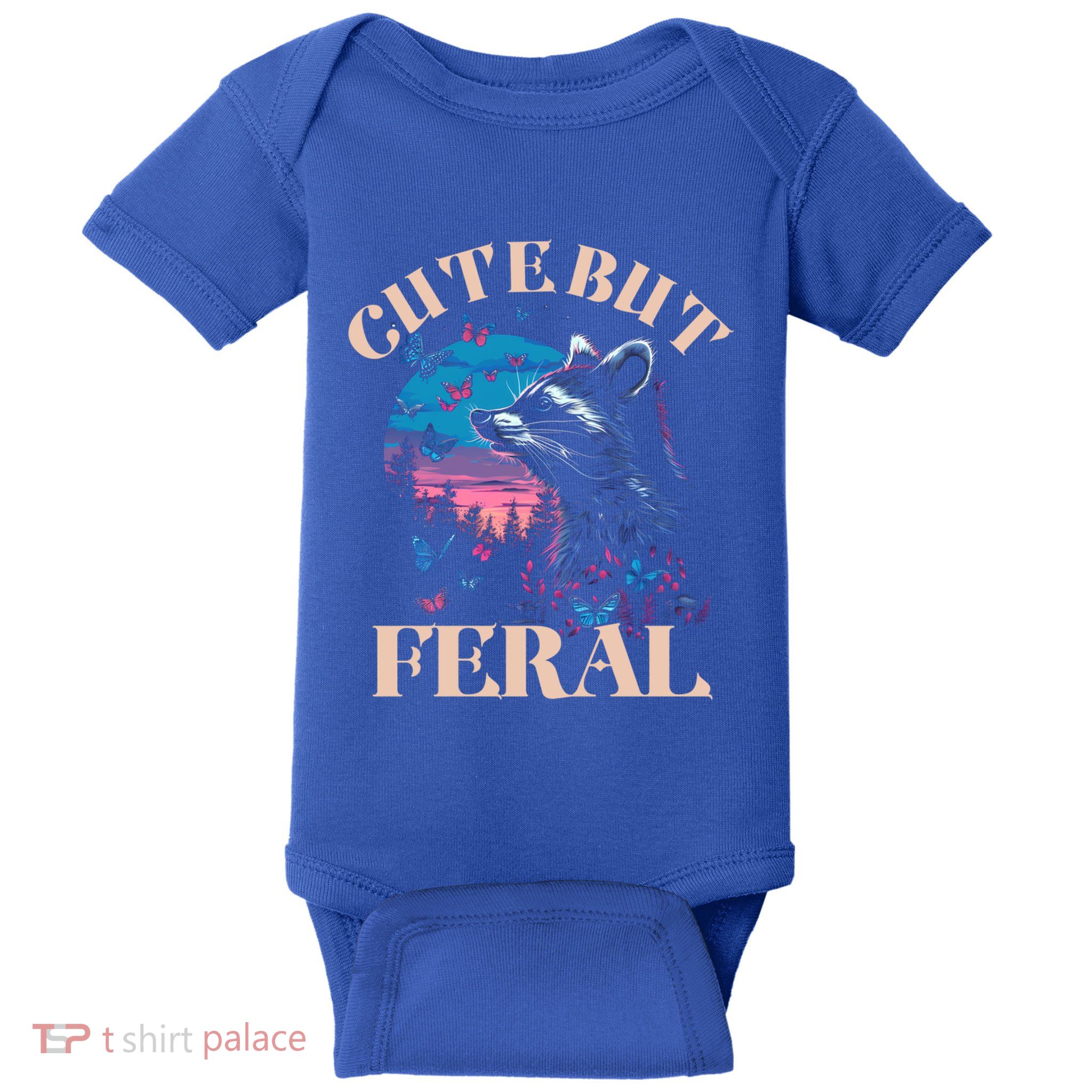 Cute But Feral Funny Raccoon Catching Butterfly Summer Gift Baby Bodysuit
