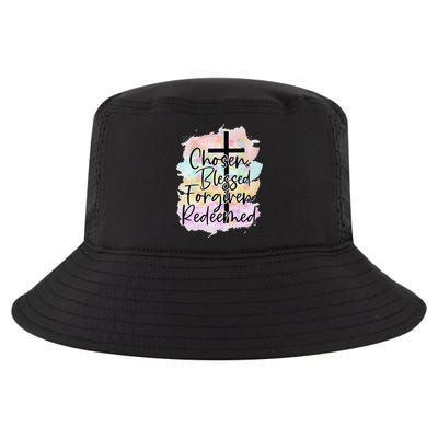 Chosen Blessed Forgiven Redeemed Christian Cross Jesus Cute Cool Comfort Performance Bucket Hat