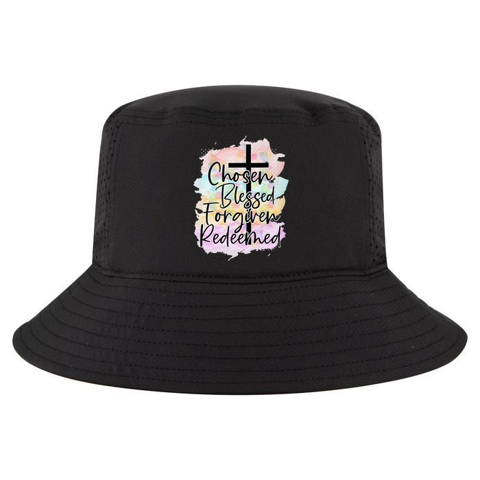 Chosen Blessed Forgiven Redeemed Christian Cross Jesus Cute Cool Comfort Performance Bucket Hat