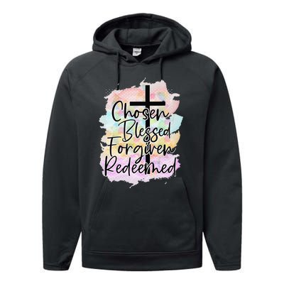 Chosen Blessed Forgiven Redeemed Christian Cross Jesus Cute Performance Fleece Hoodie