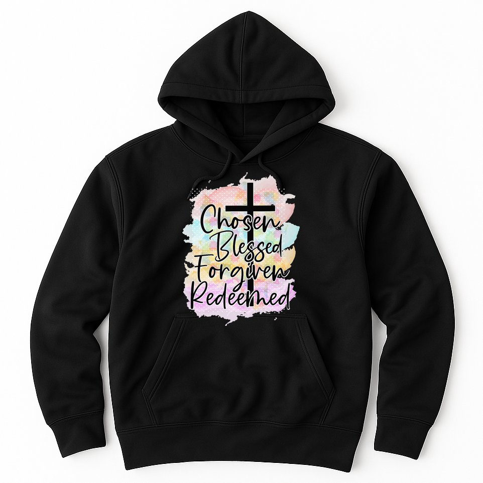 Chosen Blessed Forgiven Redeemed Christian Cross Jesus Cute Hoodie