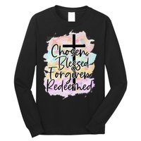 Chosen Blessed Forgiven Redeemed Christian Cross Jesus Cute Long Sleeve Shirt