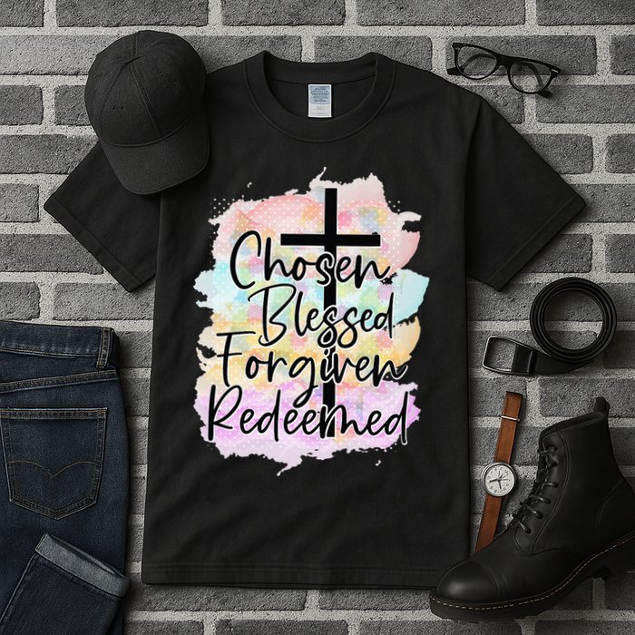Chosen Blessed Forgiven Redeemed Christian Cross Jesus Cute Tall T-Shirt