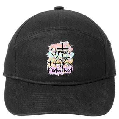 Chosen Blessed Forgiven Redeemed Christian Cross Jesus Cute 7-Panel Snapback Hat