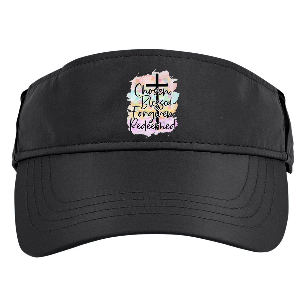 Chosen Blessed Forgiven Redeemed Christian Cross Jesus Cute Adult Drive Performance Visor