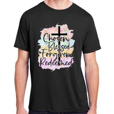 Chosen Blessed Forgiven Redeemed Christian Cross Jesus Cute Adult ChromaSoft Performance T-Shirt