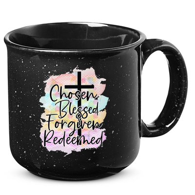 Chosen Blessed Forgiven Redeemed Christian Cross Jesus Cute 15oz Campfire Ceramic Mug