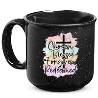 Chosen Blessed Forgiven Redeemed Christian Cross Jesus Cute 15oz Campfire Ceramic Mug