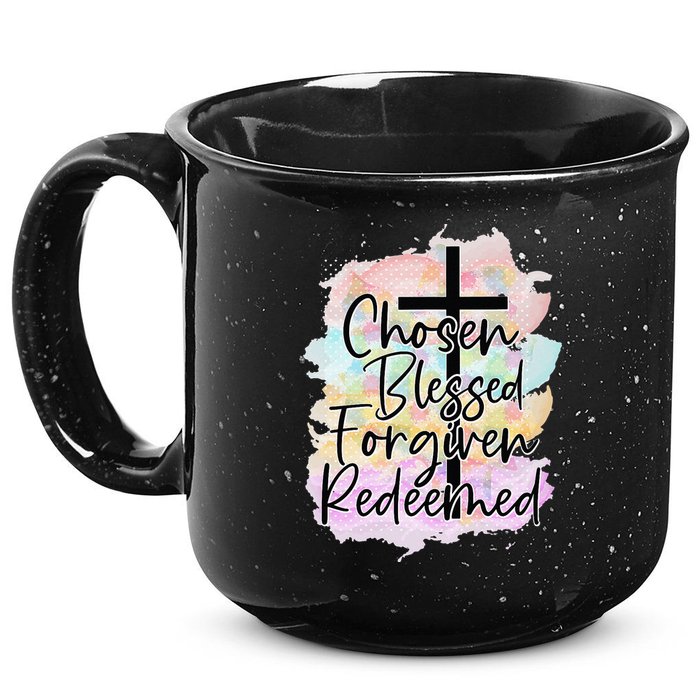 Chosen Blessed Forgiven Redeemed Christian Cross Jesus Cute 15oz Campfire Ceramic Mug