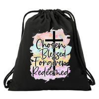 Chosen Blessed Forgiven Redeemed Christian Cross Jesus Cute Drawstring Bag