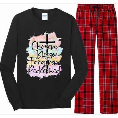 Chosen Blessed Forgiven Redeemed Christian Cross Jesus Cute Long Sleeve Pajama Set