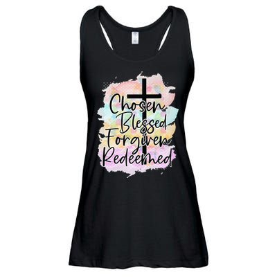 Chosen Blessed Forgiven Redeemed Christian Cross Jesus Cute Ladies Essential Flowy Tank