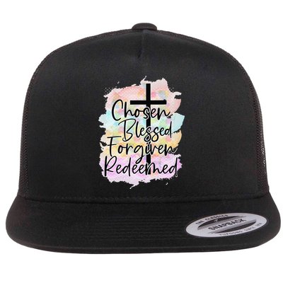 Chosen Blessed Forgiven Redeemed Christian Cross Jesus Cute Flatbill Hat