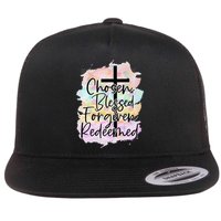 Chosen Blessed Forgiven Redeemed Christian Cross Jesus Cute Flat Bill Trucker Hat