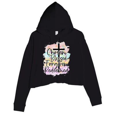 Chosen Blessed Forgiven Redeemed Christian Cross Jesus Cute Crop Fleece Hoodie