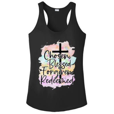 Chosen Blessed Forgiven Redeemed Christian Cross Jesus Cute Ladies PosiCharge Competitor Racerback Tank