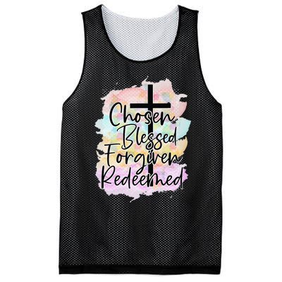 Chosen Blessed Forgiven Redeemed Christian Cross Jesus Cute Mesh Reversible Basketball Jersey Tank