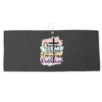Chosen Blessed Forgiven Redeemed Christian Cross Jesus Cute Large Microfiber Waffle Golf Towel