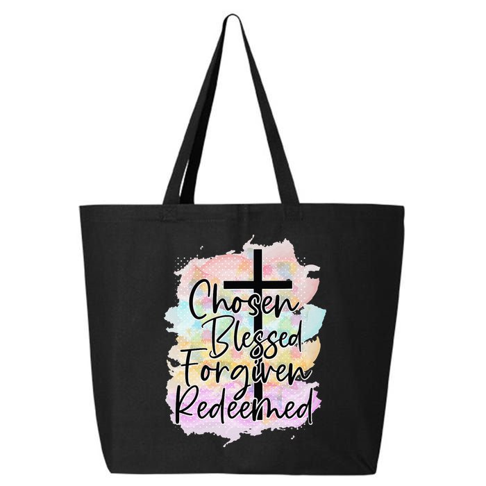 Chosen Blessed Forgiven Redeemed Christian Cross Jesus Cute 25L Jumbo Tote