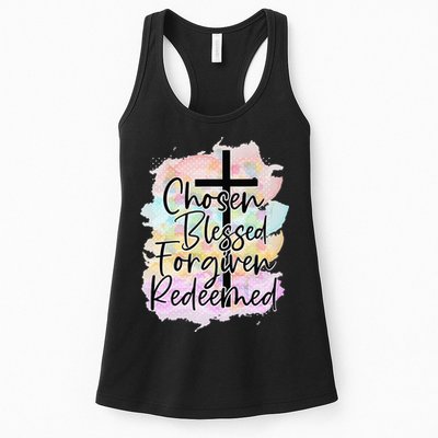 Chosen Blessed Forgiven Redeemed Christian Cross Jesus Cute Womens Tank Top