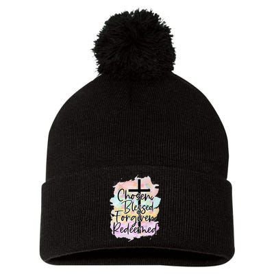Chosen Blessed Forgiven Redeemed Christian Cross Jesus Cute Pom Pom 12in Knit Beanie