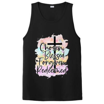 Chosen Blessed Forgiven Redeemed Christian Cross Jesus Cute PosiCharge Competitor Tank