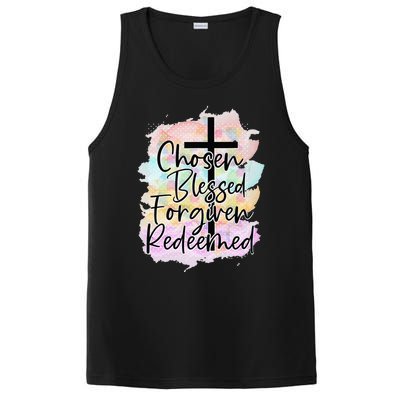 Chosen Blessed Forgiven Redeemed Christian Cross Jesus Cute PosiCharge Competitor Tank