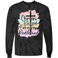 Chosen Blessed Forgiven Redeemed Christian Cross Jesus Cute Tie-Dye Long Sleeve Shirt