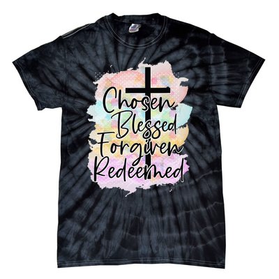 Chosen Blessed Forgiven Redeemed Christian Cross Jesus Cute Tie-Dye T-Shirt