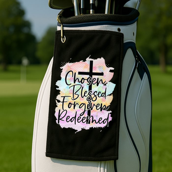 Chosen Blessed Forgiven Redeemed Christian Cross Jesus Cute Golf Towel