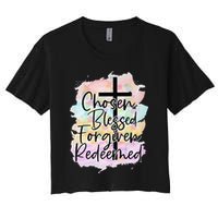 Chosen Blessed Forgiven Redeemed Christian Cross Jesus Cute Women's Crop Top Tee