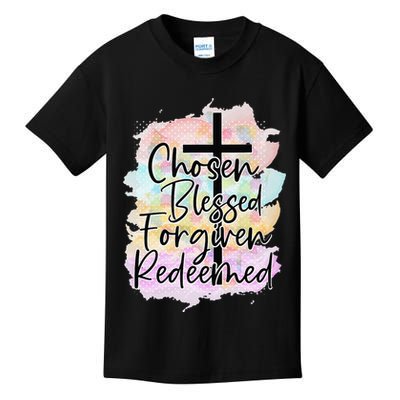Chosen Blessed Forgiven Redeemed Christian Cross Jesus Cute Kids T-Shirt