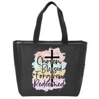 Chosen Blessed Forgiven Redeemed Christian Cross Jesus Cute Zip Tote Bag