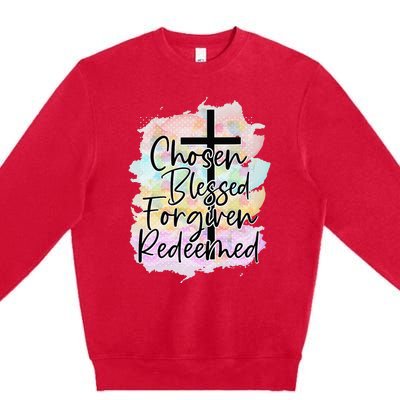 Chosen Blessed Forgiven Redeemed Christian Cross Jesus Cute Premium Crewneck Sweatshirt