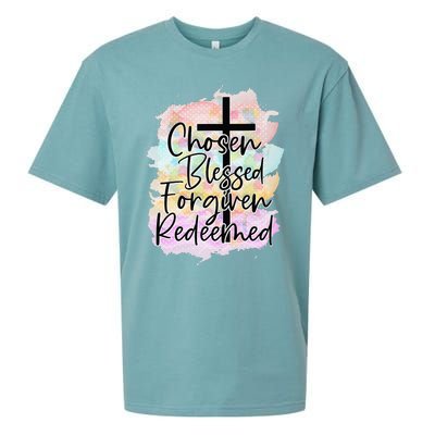 Chosen Blessed Forgiven Redeemed Christian Cross Jesus Cute Sueded Cloud Jersey T-Shirt