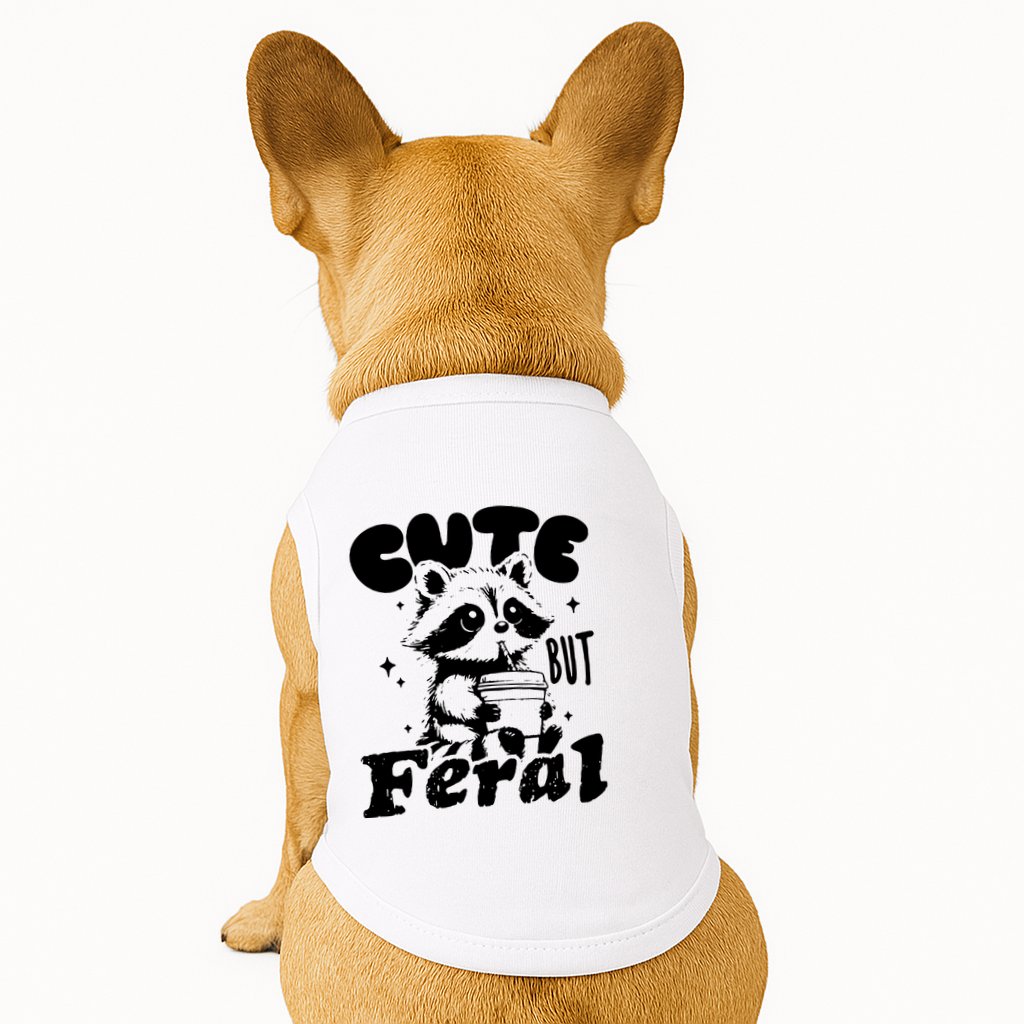 Cute But Feral Raccoon Funny Sarcastic Quote Doggie Tank