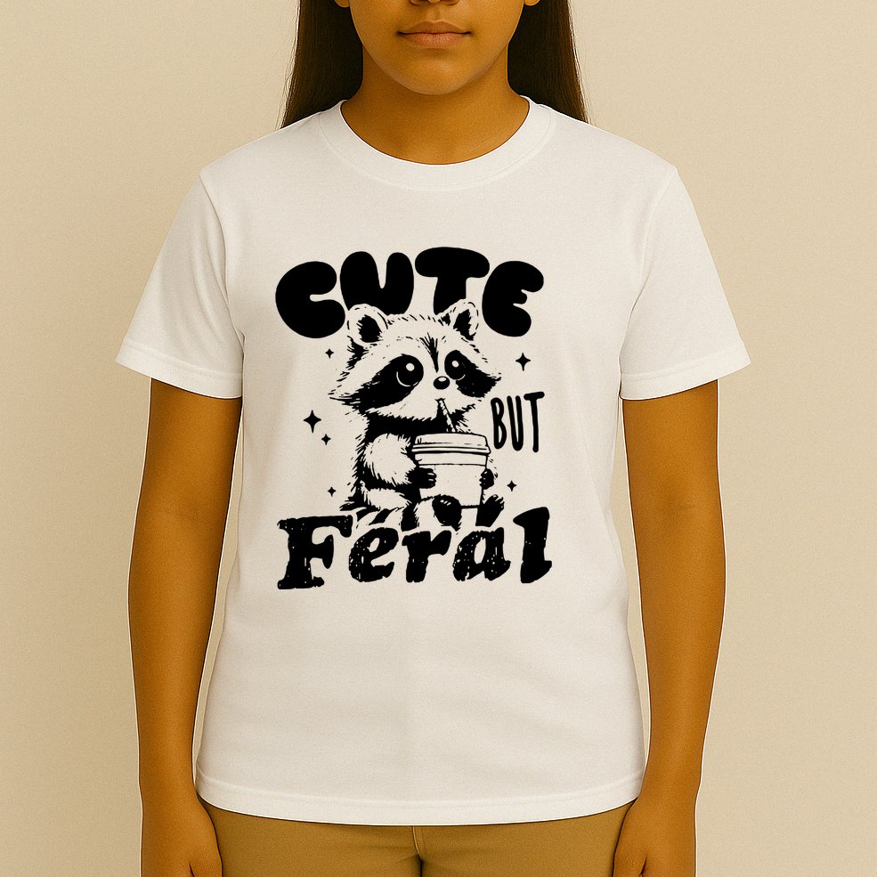 Cute But Feral Raccoon Funny Sarcastic Quote T-Shirt