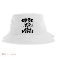 Cute But Feral Raccoon Funny Sarcastic Quote Sustainable Bucket Hat