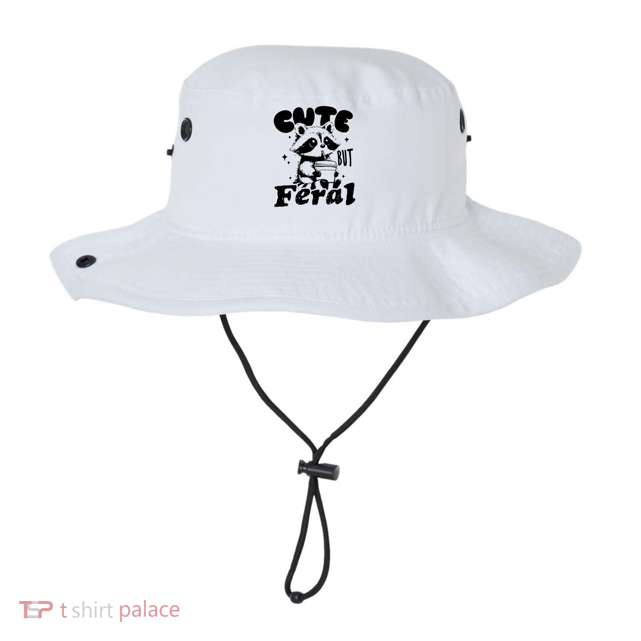 Cute But Feral Raccoon Funny Sarcastic Quote Bucket Hat