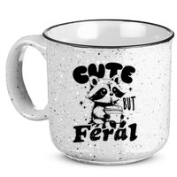 Cute But Feral Raccoon Funny Sarcastic Quote 15oz Campfire Ceramic Mug