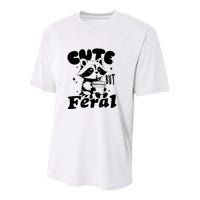 Cute But Feral Raccoon Funny Sarcastic Quote Youth Performance Sprint T-Shirt