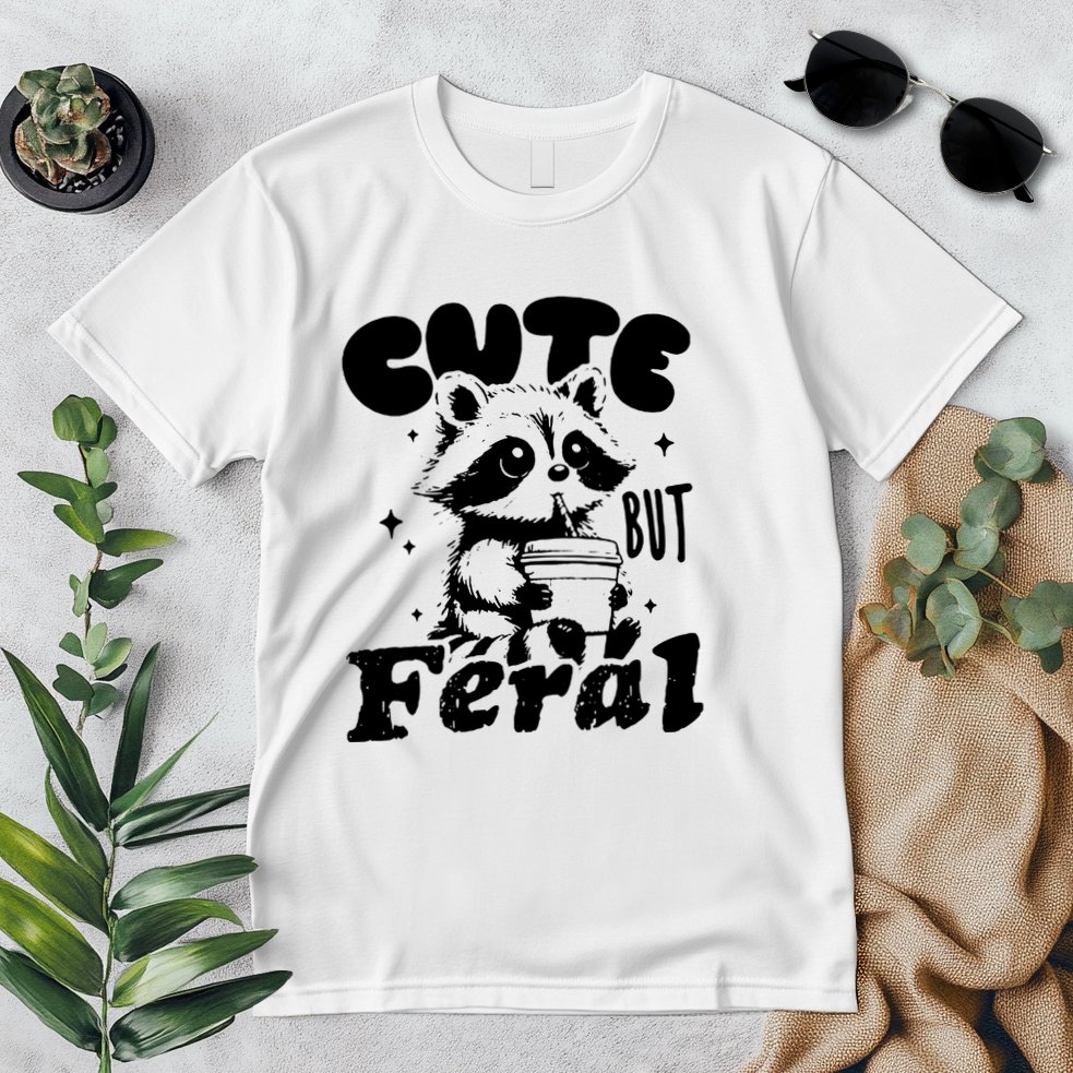 Cute But Feral Raccoon Funny Sarcastic Quote Premium T-Shirt