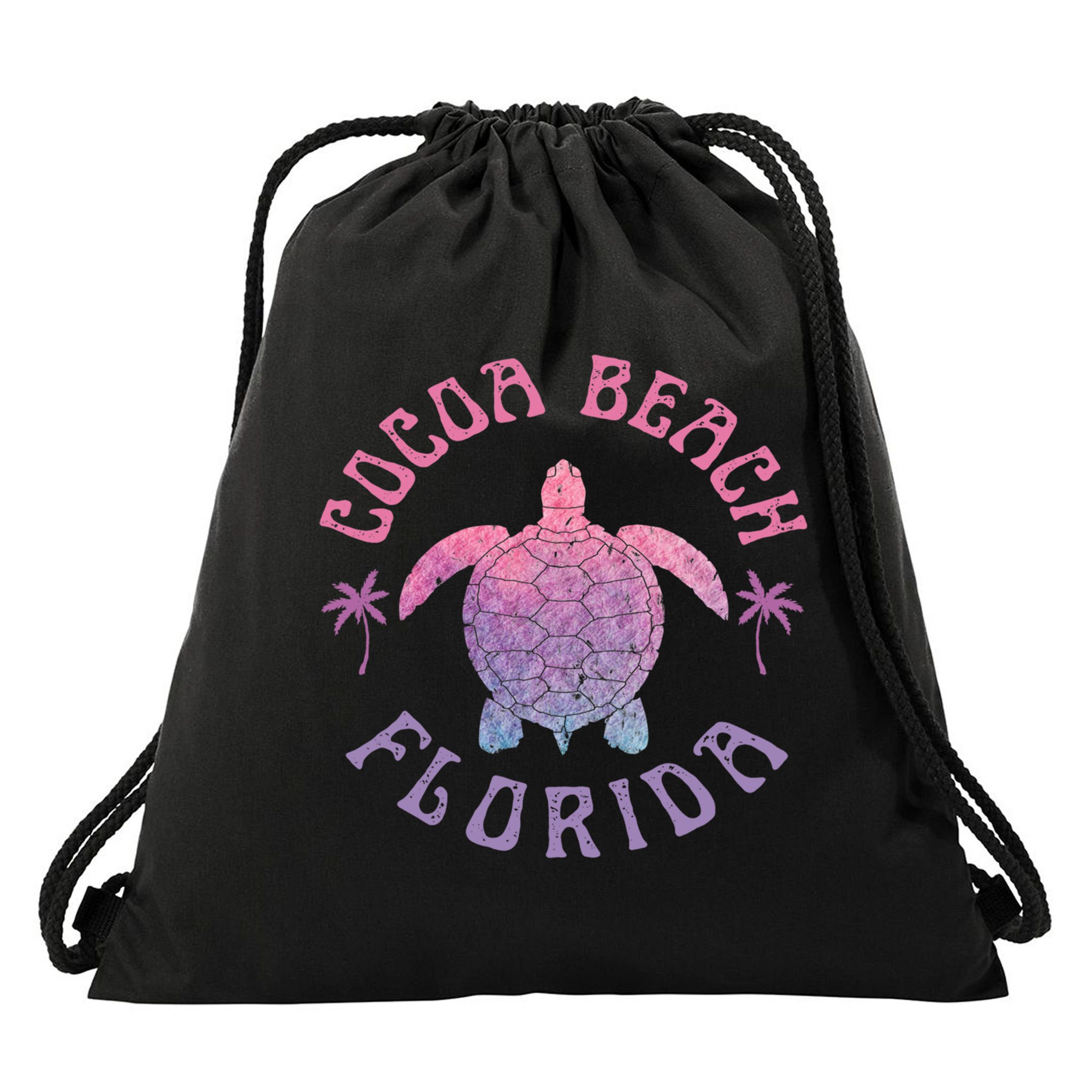 Cocoa Beach Florida Sea Turtle Summer Vacation Vintage Gift Drawstring Bag