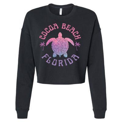 Cocoa Beach Florida Sea Turtle Summer Vacation Vintage Gift Cropped Pullover Crew