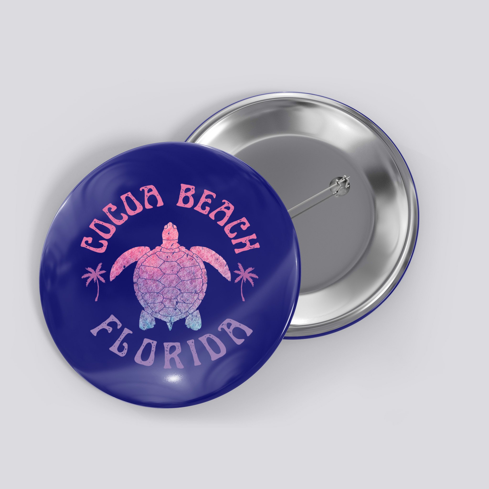 Cocoa Beach Florida Sea Turtle Summer Vacation Vintage Gift Button