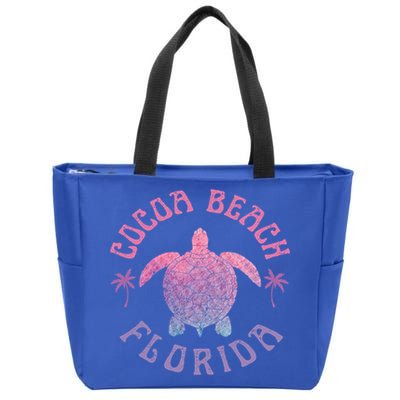Cocoa Beach Florida Sea Turtle Summer Vacation Vintage Gift Zip Tote Bag
