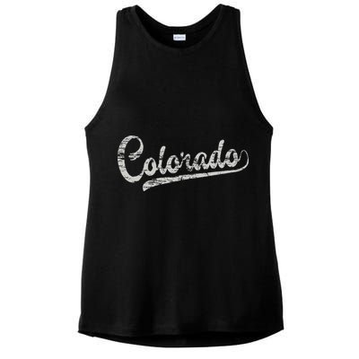 Colorado Baseball Fan Vintage Rocky Mountains Ladies PosiCharge Tri-Blend Wicking Tank