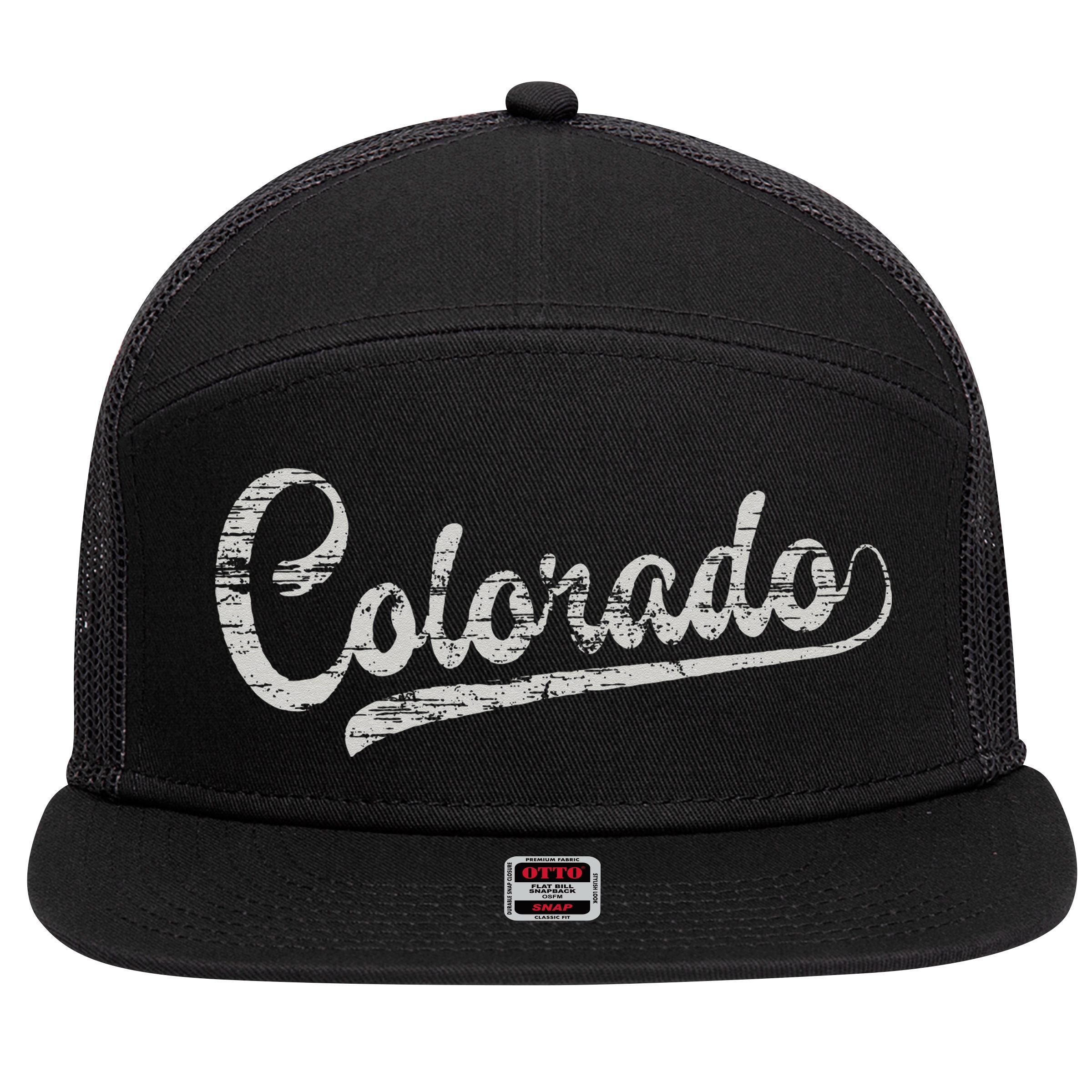 Colorado Baseball Fan Vintage Rocky Mountains 7 Panel Mesh Trucker Snapback Hat